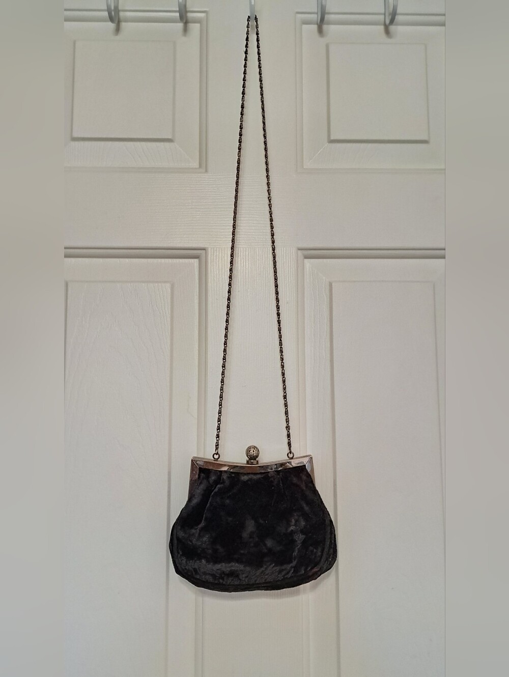 Hillard And Hanson Black Velvet Clutch formal Evening Bag Purse